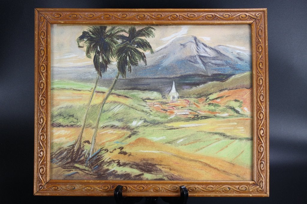 Indische tekening Nederlands-Indië pastel Indo schilderij, Ophalen of Verzenden