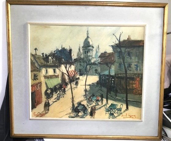 Schilderij Parijs Montmartre Basiliek B. Lignon 1928😍💑🎁👌, Ophalen of Verzenden