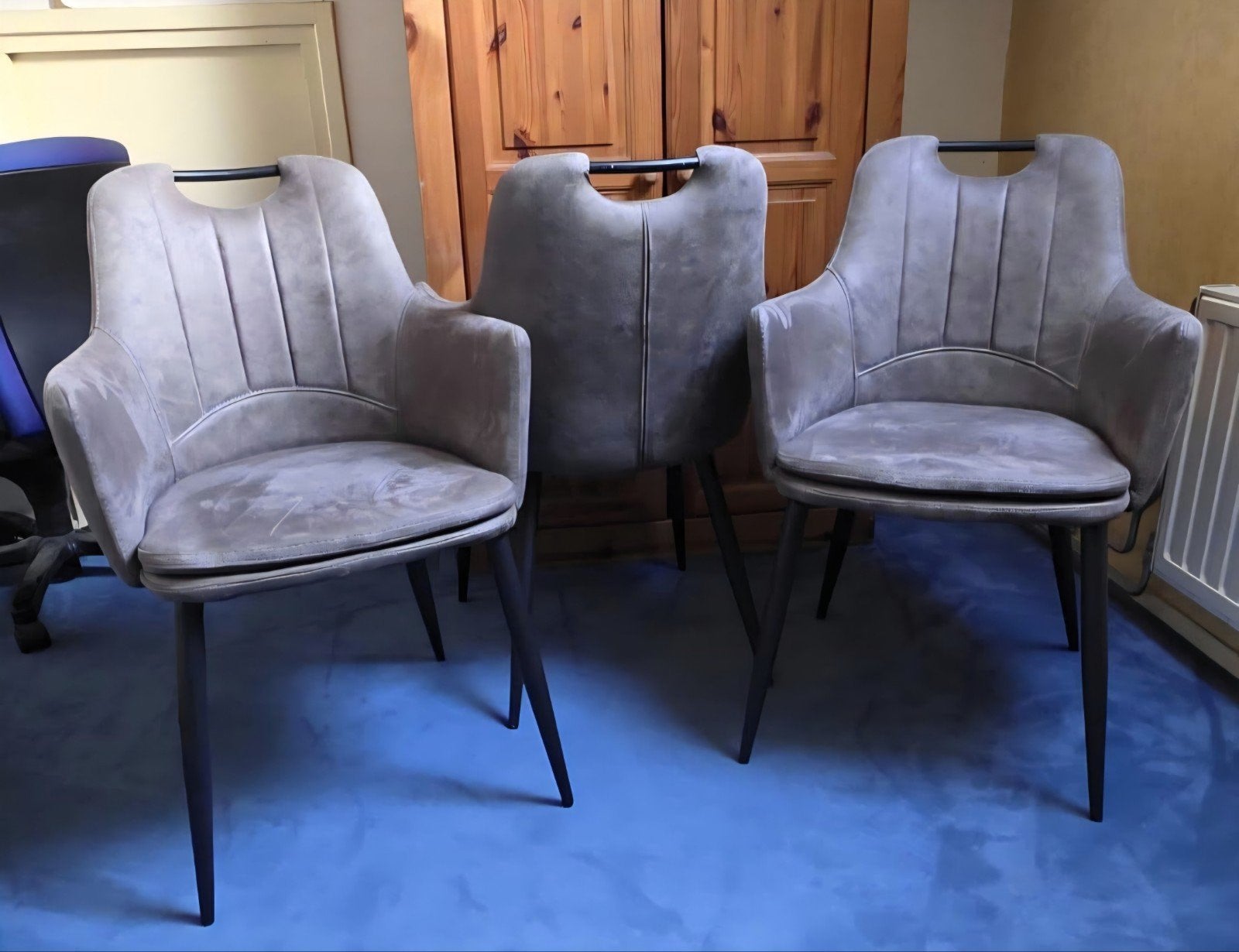 Set van 3 stoelen, Ophalen, Gebruikt, Grijs, Stof