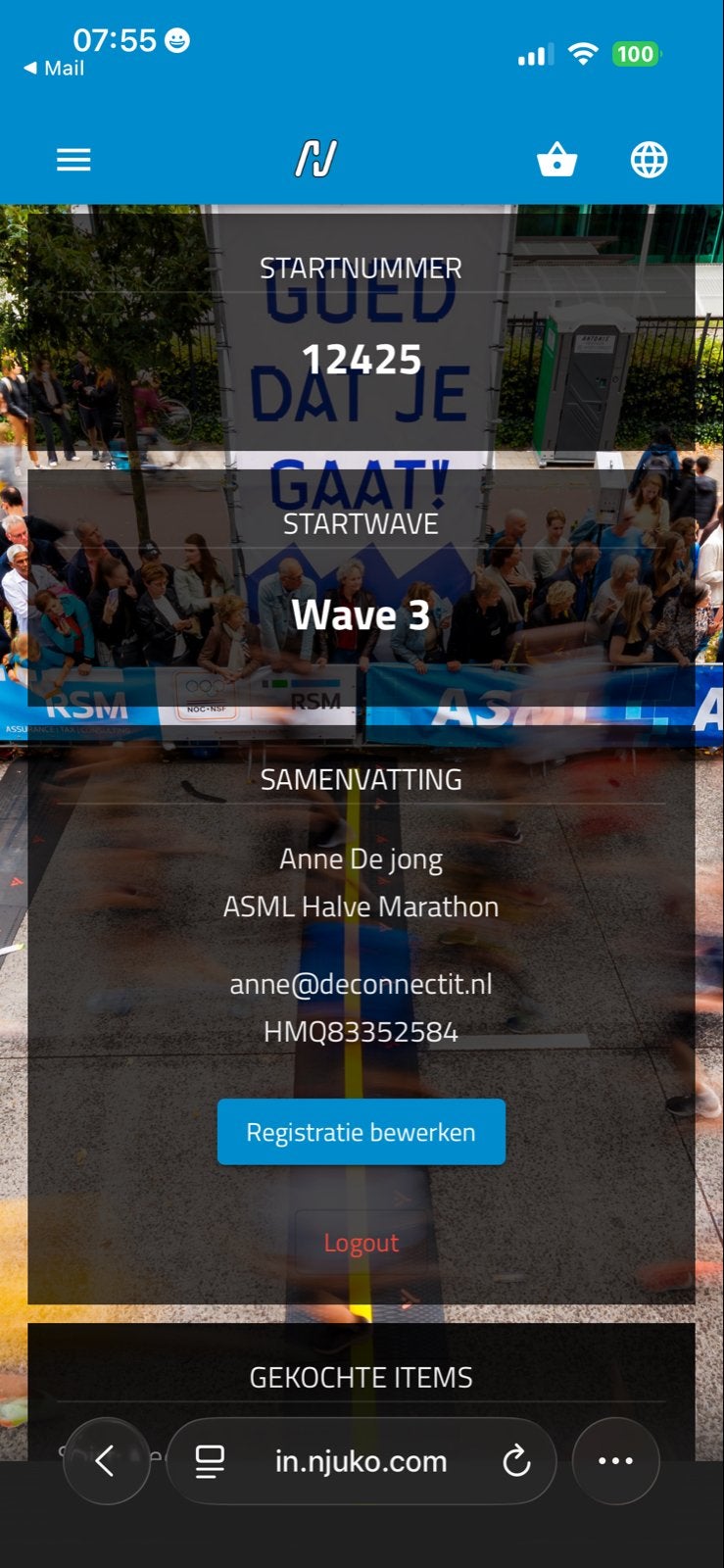 Deelneme halve marathon ASML
