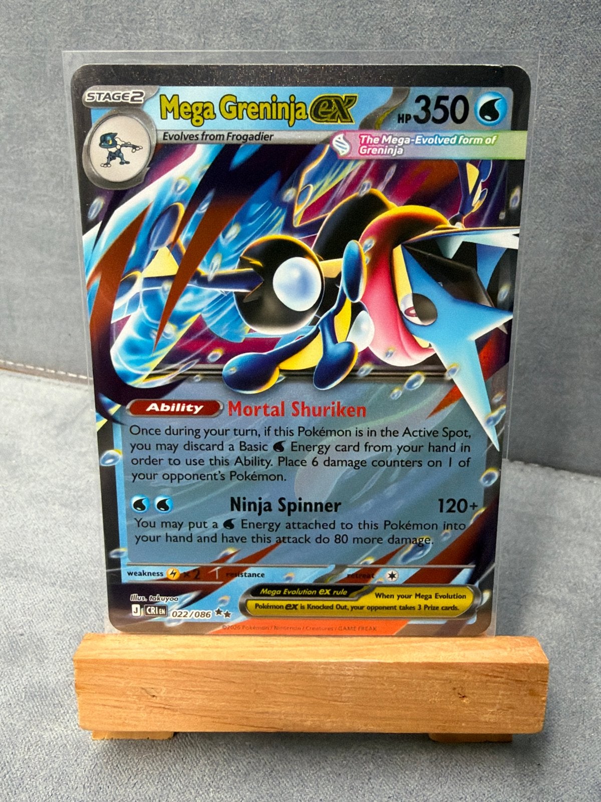 Pokémon Kaart: Mega Greninja EX (022/086) - Zeldzaam!, Ophalen of Verzenden, Zo goed als nieuw, Losse kaart