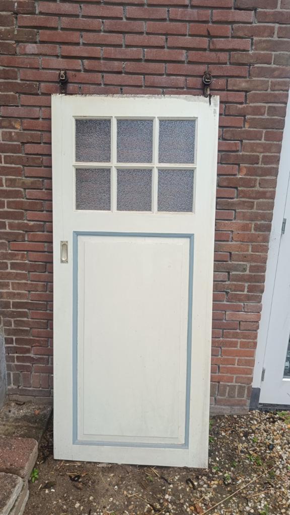 Paneeldeur vintage jaren 30, Ophalen, Gebruikt, Binnendeur, 200 tot 215 cm