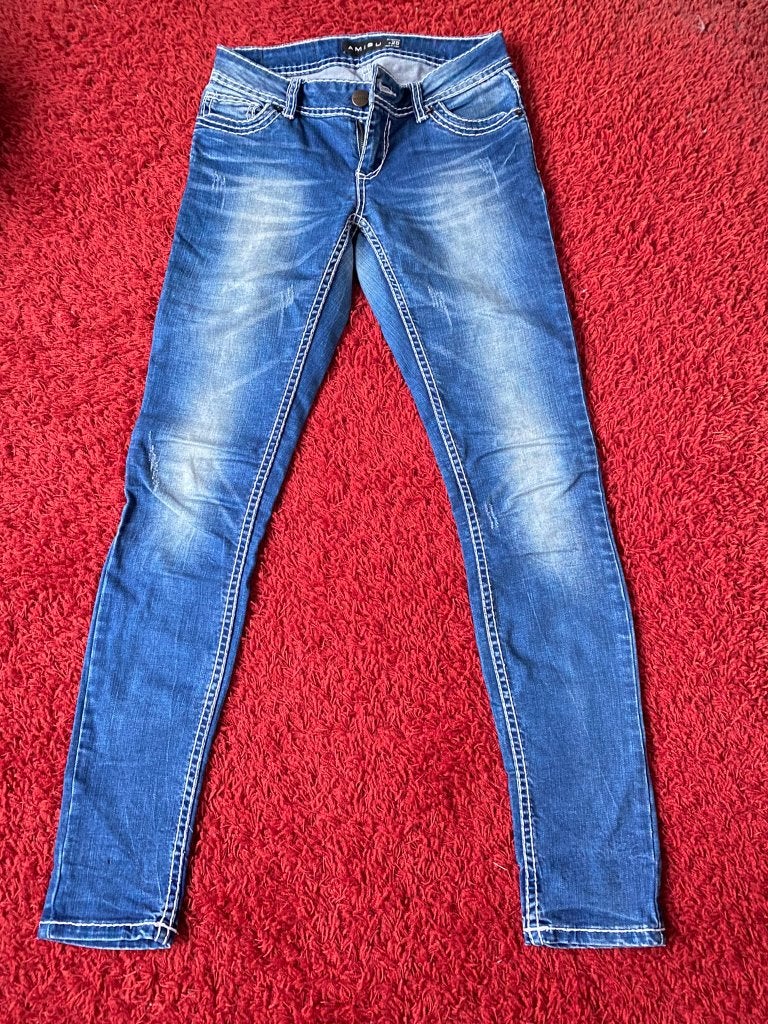 Blauwe skinny jeans spijkerbroek Amisu maat W25, Blauw, Nieuw, Ophalen of Verzenden, W27 (confectie 34) of kleiner