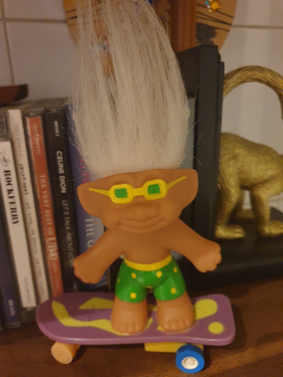 Vintage Jaren 90 Troll op Skateboard met Zonnebril, Ophalen of Verzenden, Zo goed als nieuw