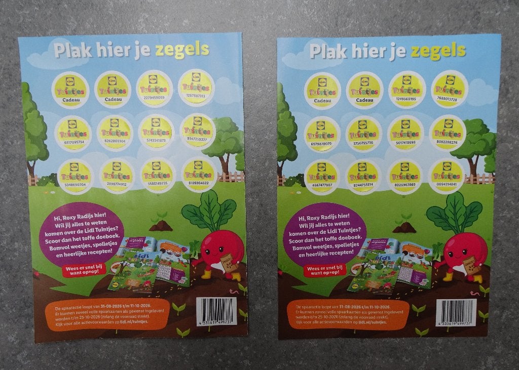 2 volle spaarkaarten voor Lidl tuintjes !!, Lidl, Verzenden
