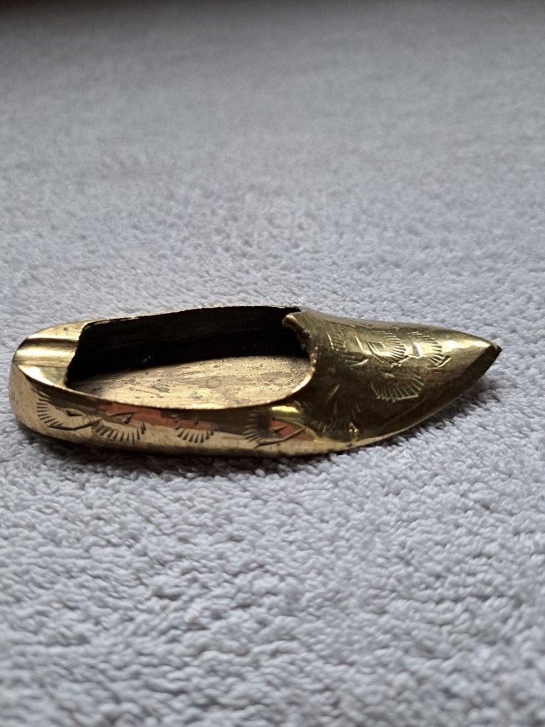 Koperen Klomp schoen asbak - Vintage Decoratie, Ophalen of Verzenden, Koper