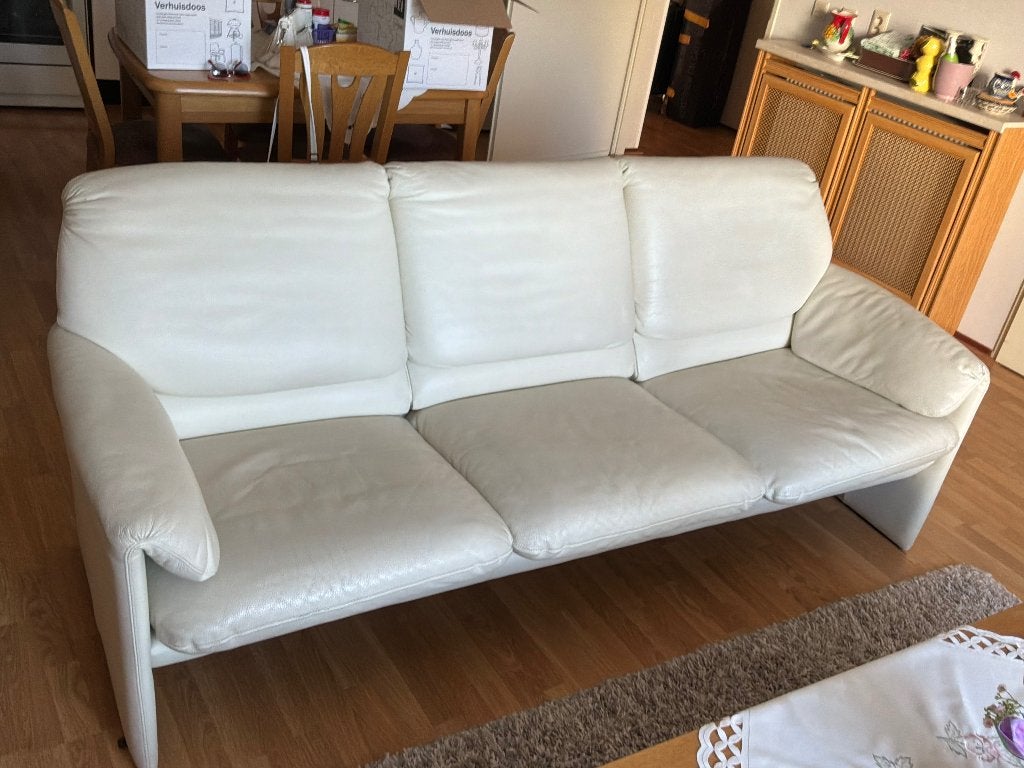 Leolux bank ,wit, Ophalen, Gebruikt, Driepersoons, 75 tot 100 cm
