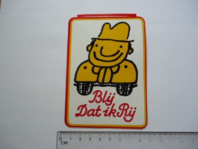sticker oud Blij dat ik Rij auto oldtimer strip pop art, Verzenden, Zo goed als nieuw, Bedrijf of Vereniging