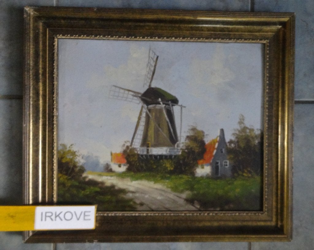 MOLEN EN HUISJES * Olieverf In Lijst *, Ophalen of Verzenden, Landschap, Olieverf, Papier