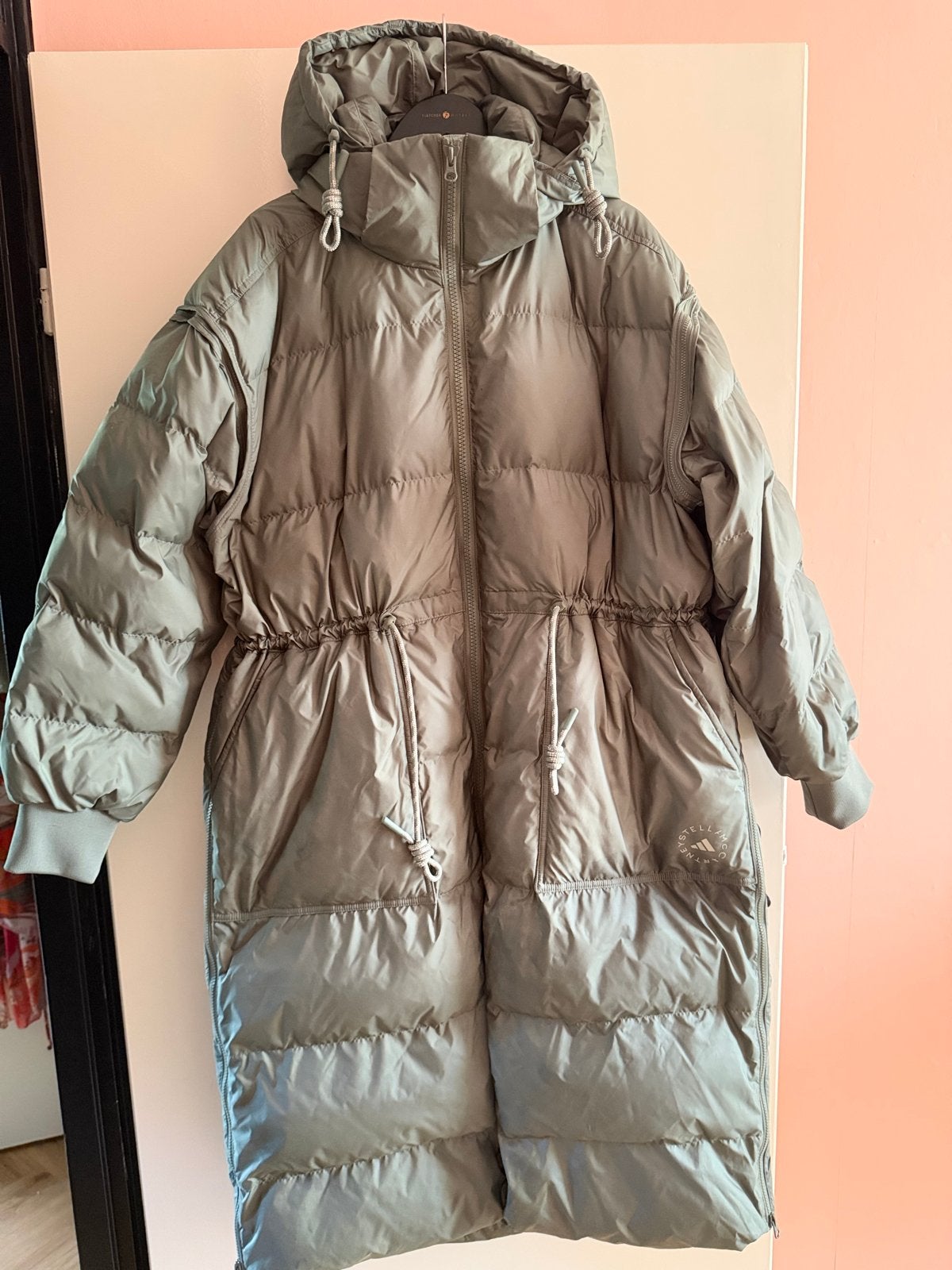 Stella McCartney Adidas lange puffer jas maat L, Ophalen of Verzenden, Zo goed als nieuw, Maat 42/44 (L), Groen