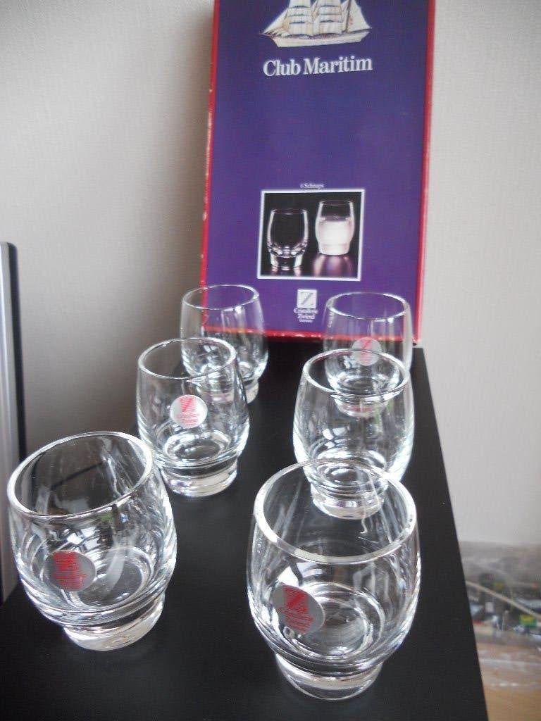 6 kristallen borrelglaasjes Zwiesel Kristal + reisfles rvs, Verzamelen, Glas en Borrelglaasjes, Ophalen, Zo goed als nieuw, Borrel- of Shotglas