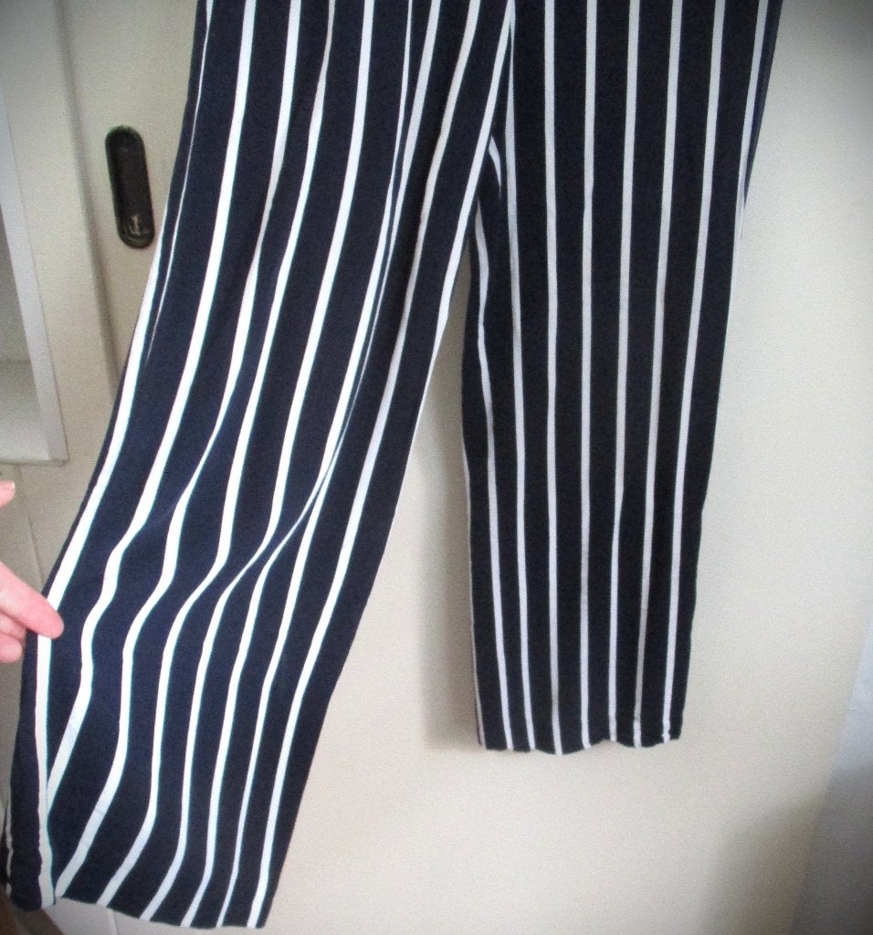 Broek~Zomerbroek met strepen~Zwart wit~Taille elastiek, H&M, Zwart, Ophalen of Verzenden, Zo goed als nieuw