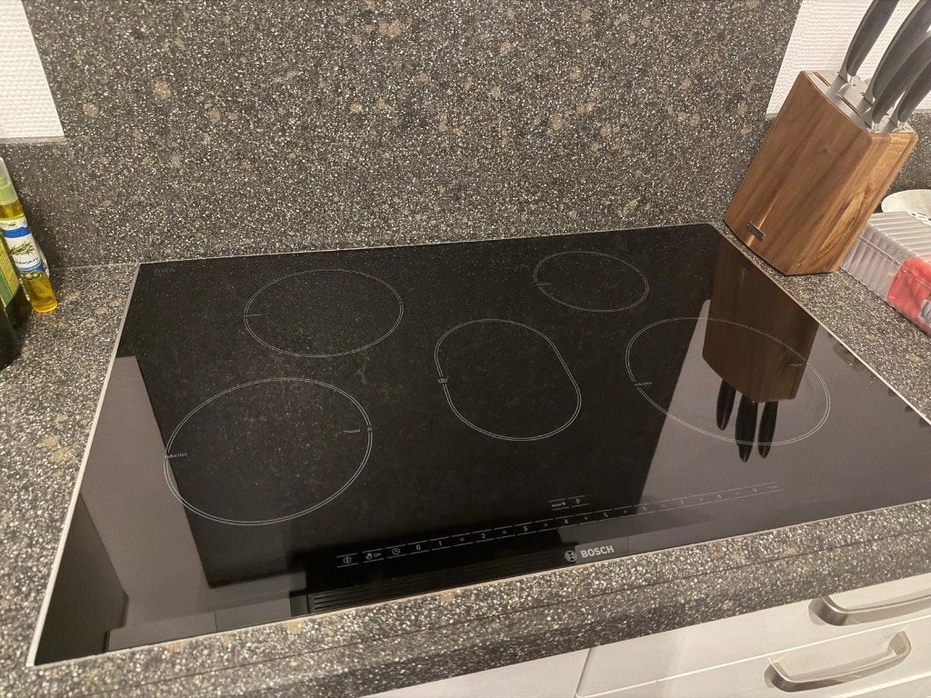 Luxe Bosch Inductiekookplaat 80cm (PIE875N24E) - Inbouw, Witgoed en Apparatuur, Kookplaten, Ophalen, Gebruikt, Inbouw, Inductie