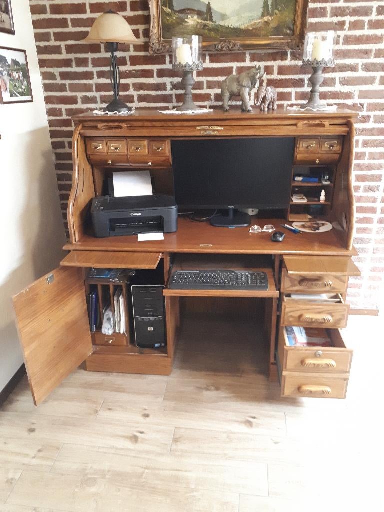 rolbureau, Huis en Inrichting, Kasten | Computermeubels, Ophalen, 70 tot 120 cm, Eikenhout, Zo goed als nieuw