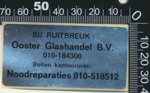 Sticker: Ooster Glashandel - Rotterdam, Ophalen of Verzenden, Zo goed als nieuw, Bedrijf of Vereniging