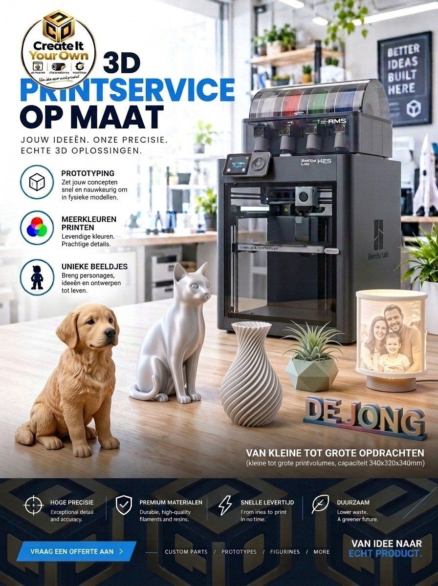 3D Printservice op maat | Bambu Lab | Alle kleuren |