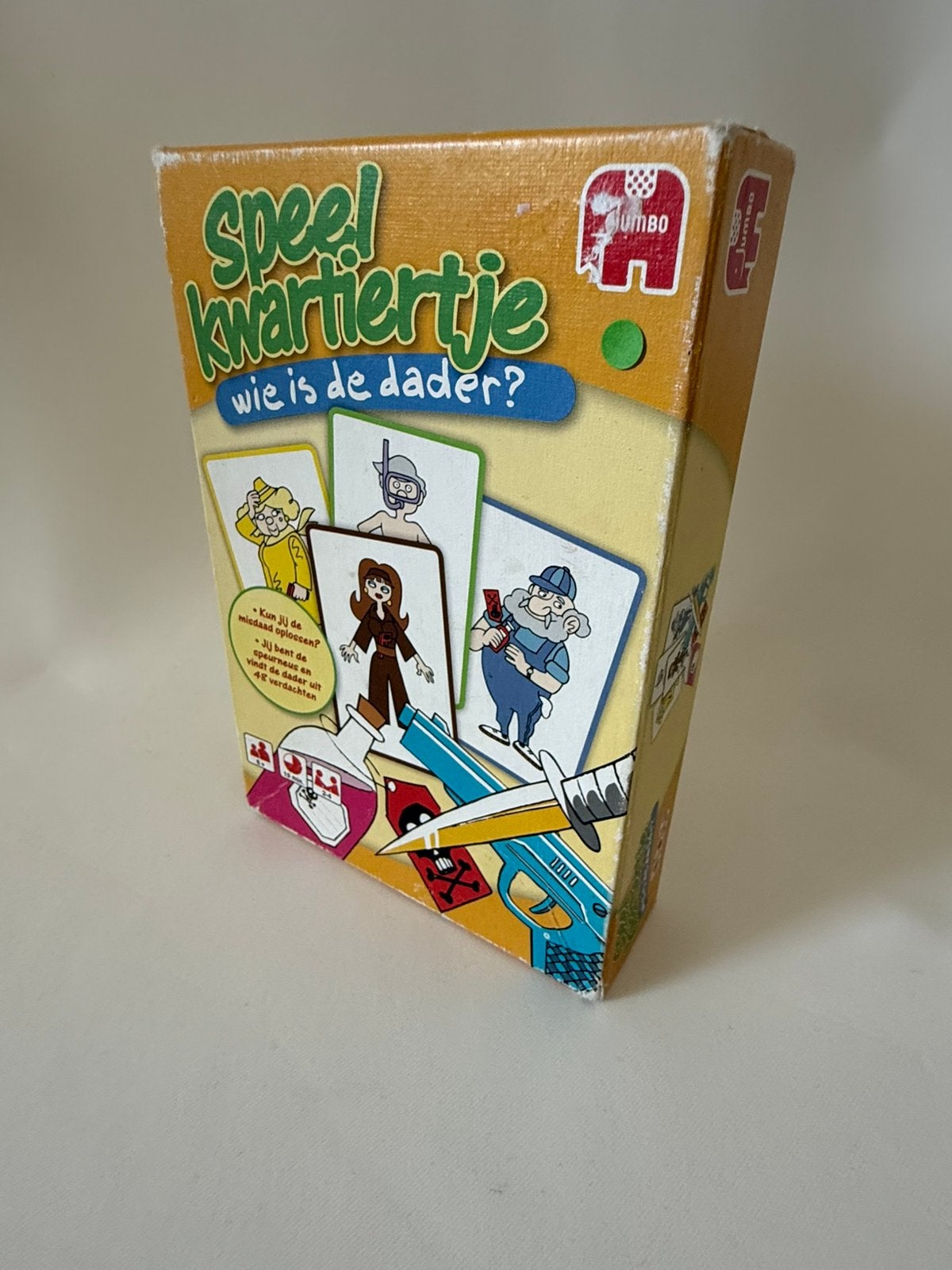 Jumbo Speelkwartiertje Wie is de Dader, kaartspel, Vijf spelers of meer, Ophalen of Verzenden, Gebruikt, Jumbo