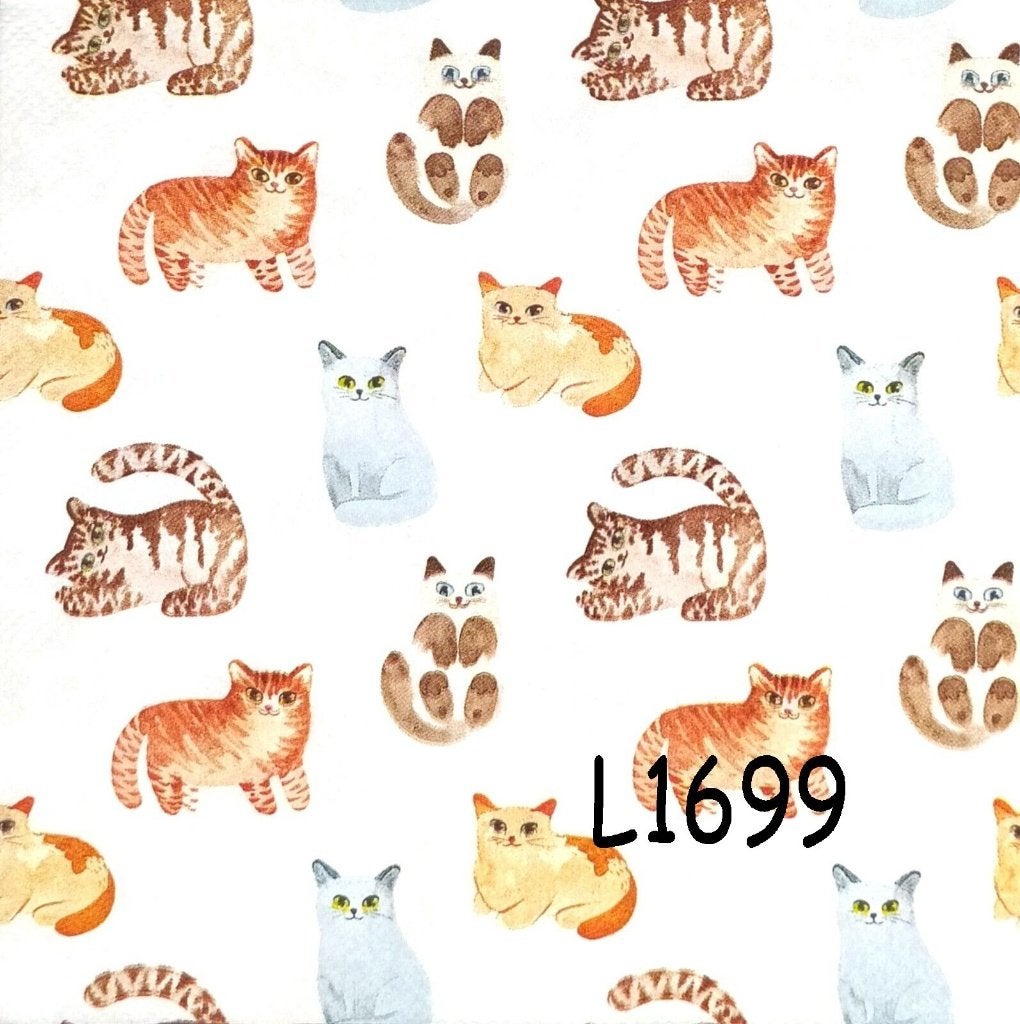 Servetten decoupage/bullet journal - katten L1699, Verzenden, Nieuw