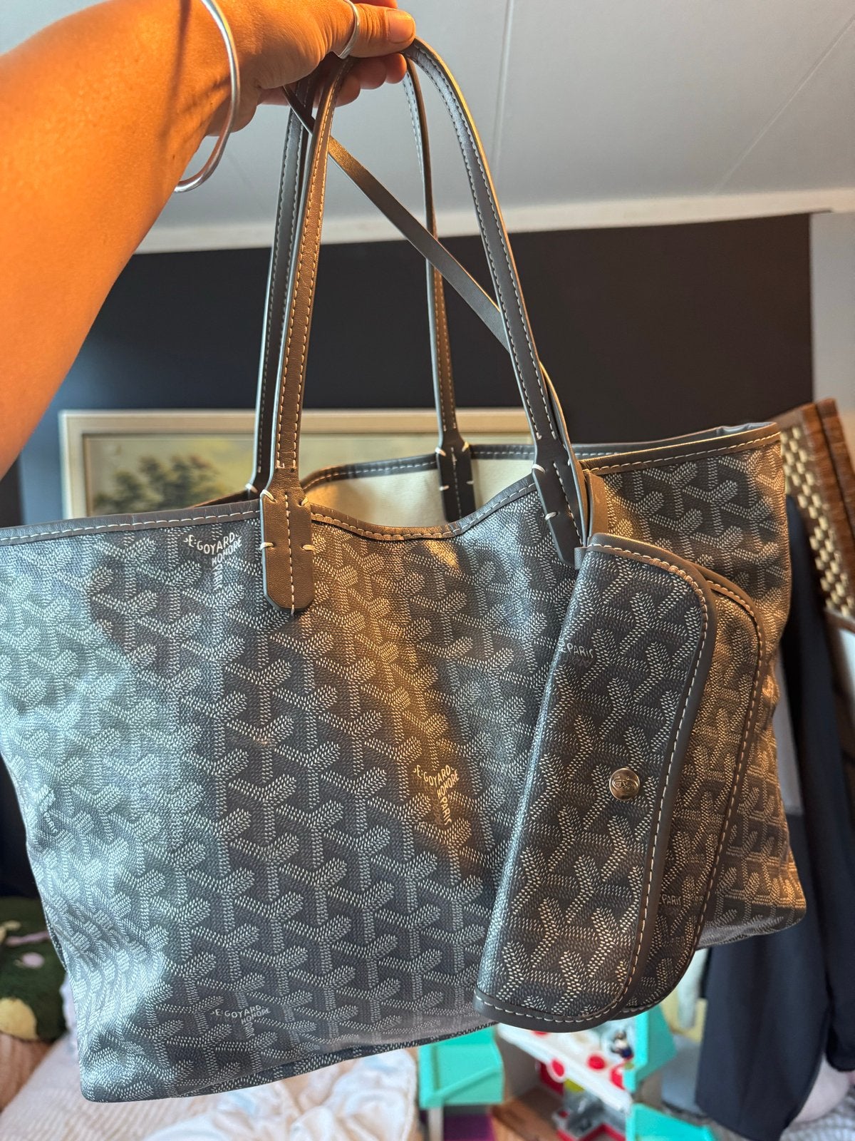Authentieke Goyard Saint Louis PM Tote Bag Zwart, Ophalen of Verzenden, Gebruikt, Zwart, Shopper