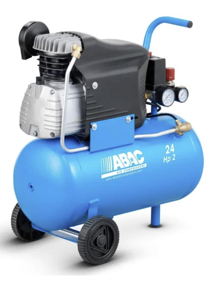 ABAC 24 HP 2 Mobiele Compressor 24L/10 Bar, Ophalen, 10 bar of meer, Zo goed als nieuw, 200 tot 400 liter/min