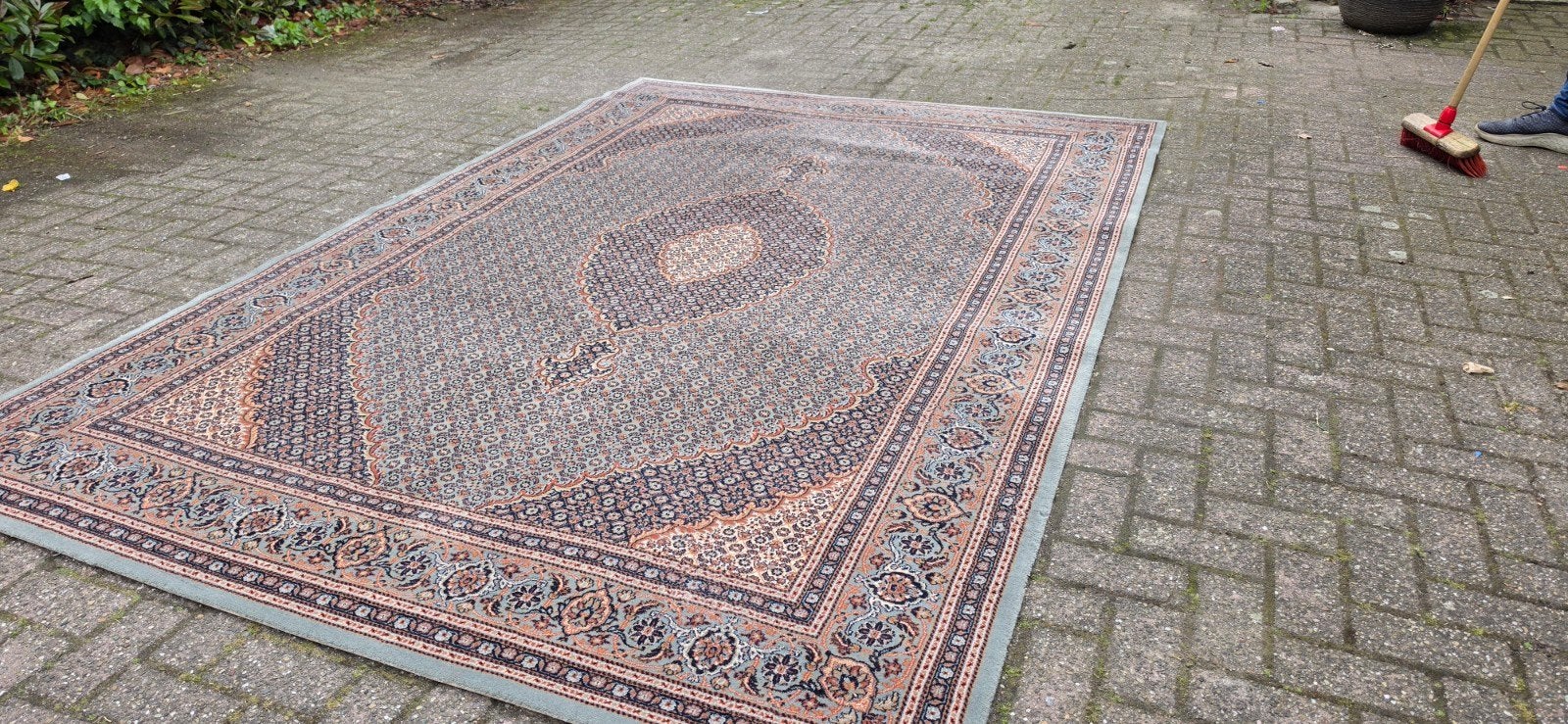Prachtig groot vintage turquoise Perzisch tapijt 300x200!, Huis en Inrichting, Stoffering | Tapijten en Kleden, Perzisch, 200 cm of meer