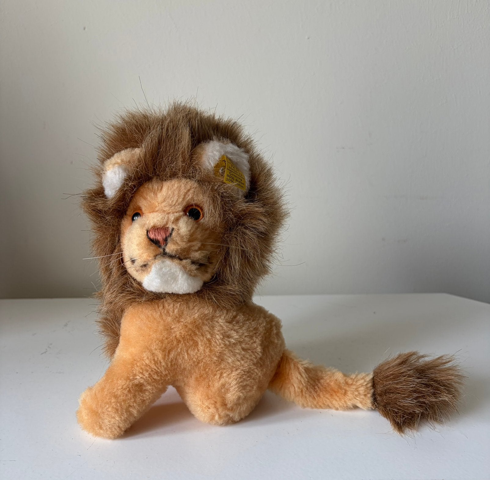 Steiff, knuffel leeuw met label en knop in het oor., Kinderen en Baby's, Ophalen of Verzenden, Middelgroot (20 tot 80 cm), Leeuw