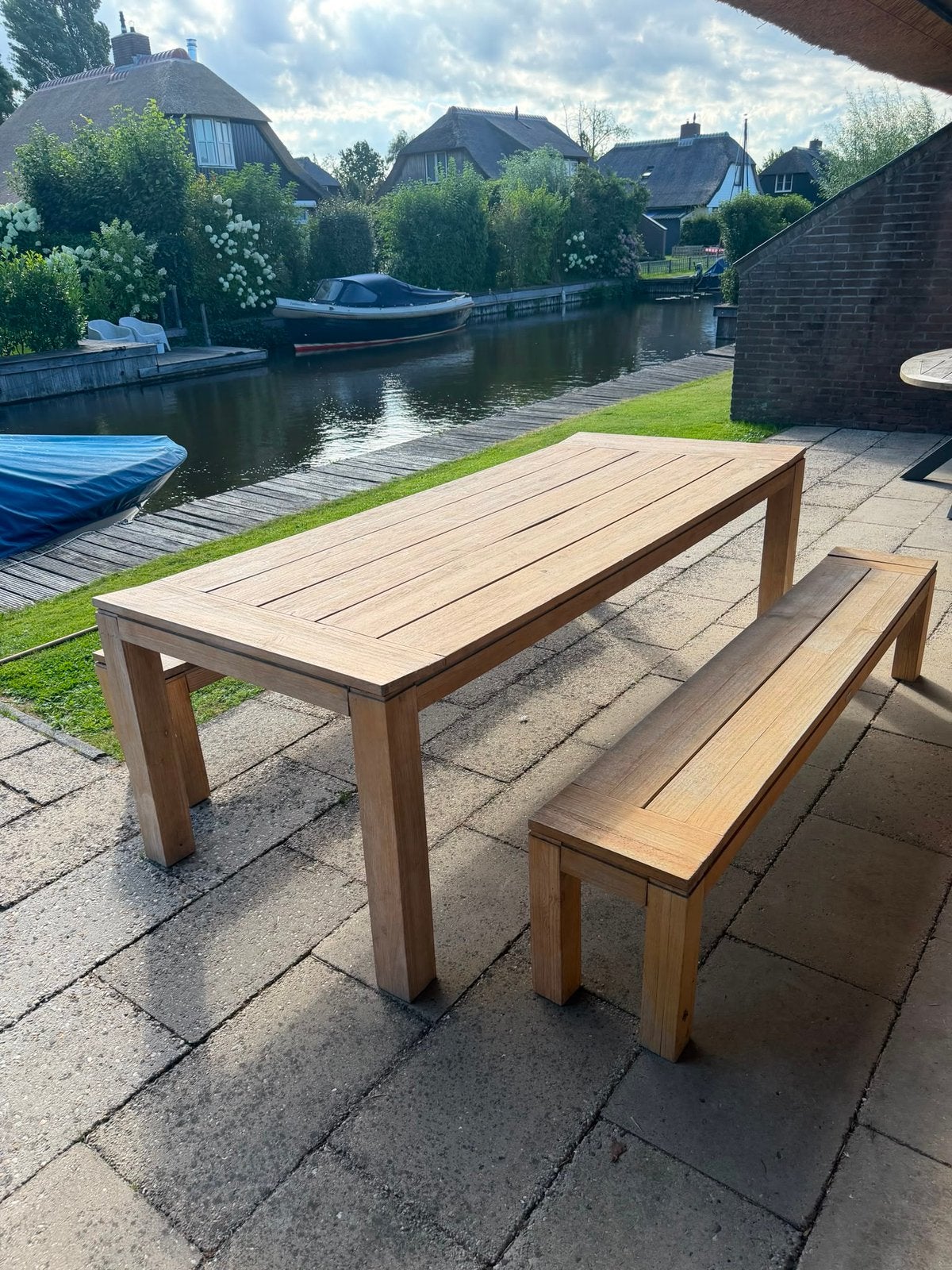 Tuintafel met banken., Tuin en Terras, Ophalen of Verzenden, Hout