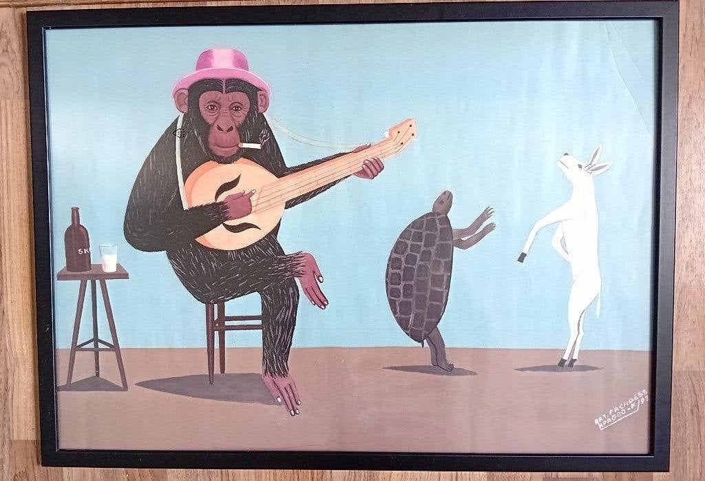 Speelse print Smokey Monkey, Antiek en Kunst, Ophalen