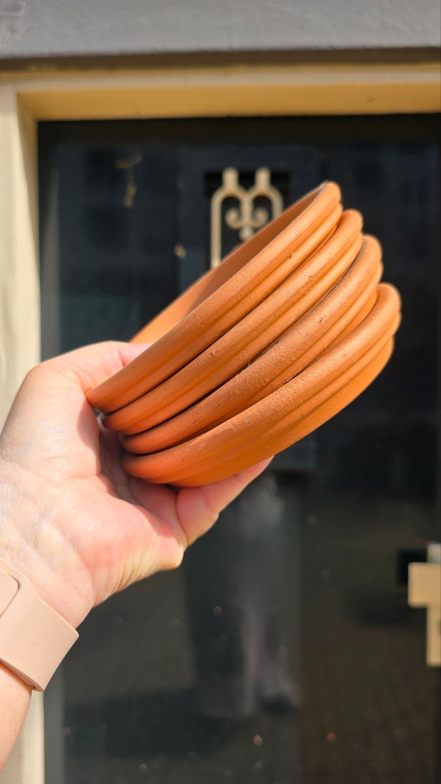 4 terracotta bloempotschotels Ø 13 cm, Ophalen, Rond, Minder dan 25 cm, Minder dan 40 cm