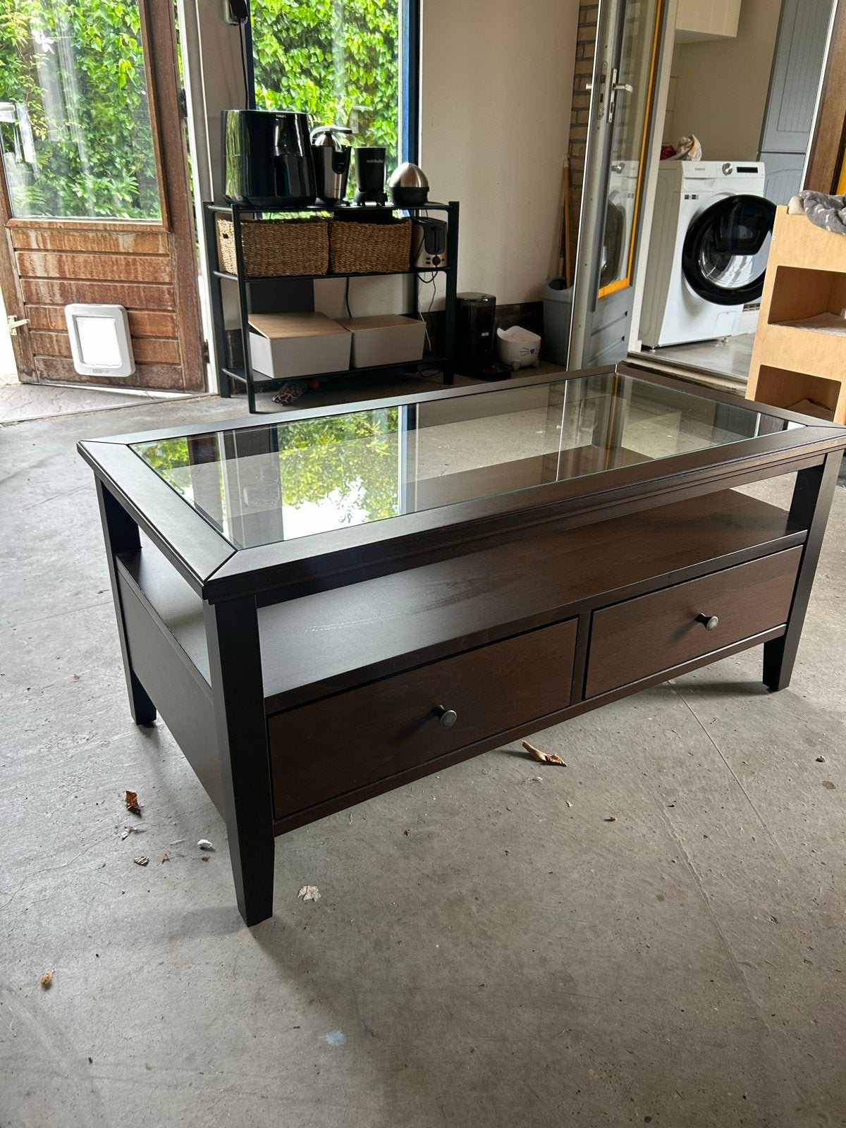 IKEA Idanas Salontafel met glazen blad en lades, 100 tot 150 cm, Rechthoekig, 50 tot 100 cm, Ophalen of Verzenden