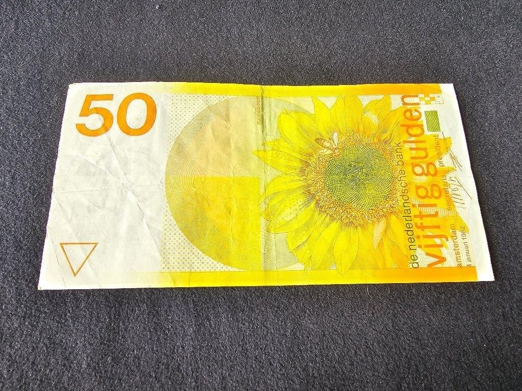 50 Gulden biljet zonnebloem, Postzegels en Munten, Bankbiljetten | Nederland, Verzenden, 50 gulden, Los biljet