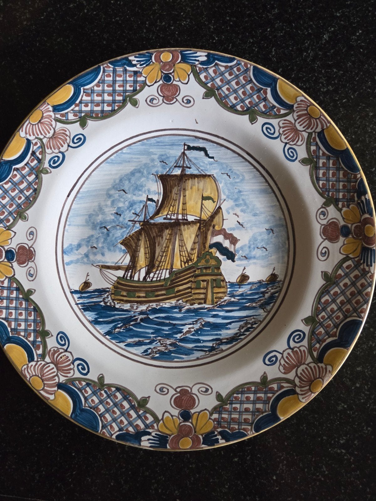 Makkum wandbord met VOC-schip, 27 cm, Ophalen of Verzenden