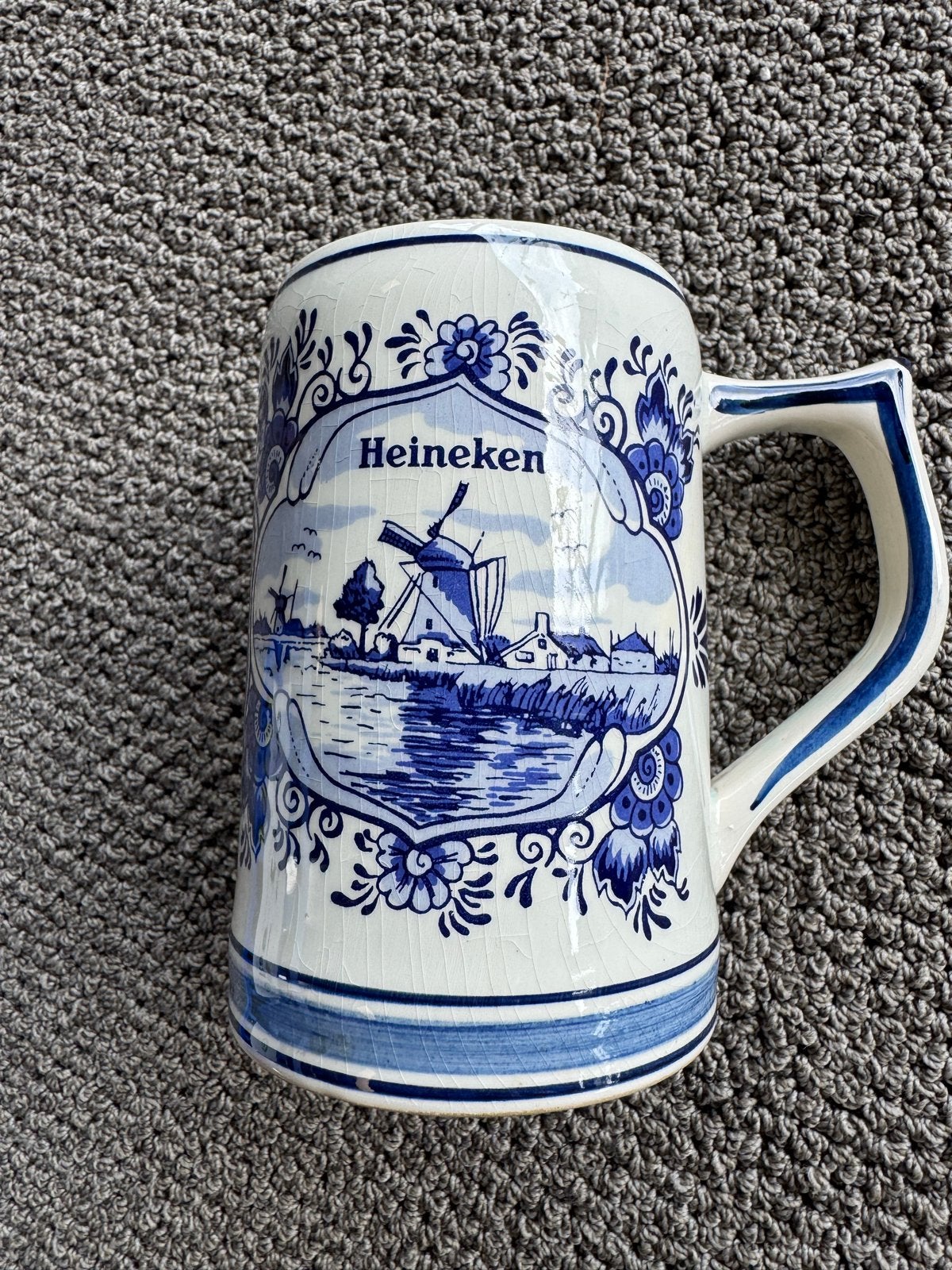 Heineken Delfts Blauw Bierpul - Handgeschilderd Holland, Ophalen of Verzenden