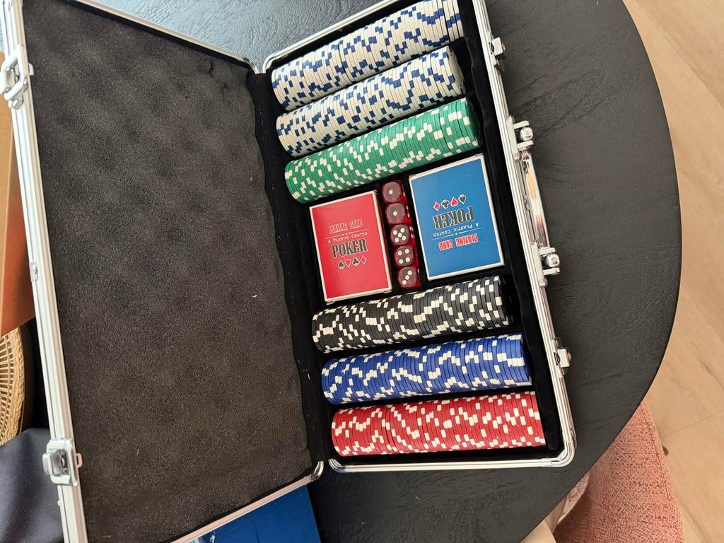 Ongebruikte pokerkoffer met fiches en kaarten, Hobby en Vrije tijd, Gezelschapsspellen | Overige, Vijf spelers of meer, Ophalen of Verzenden