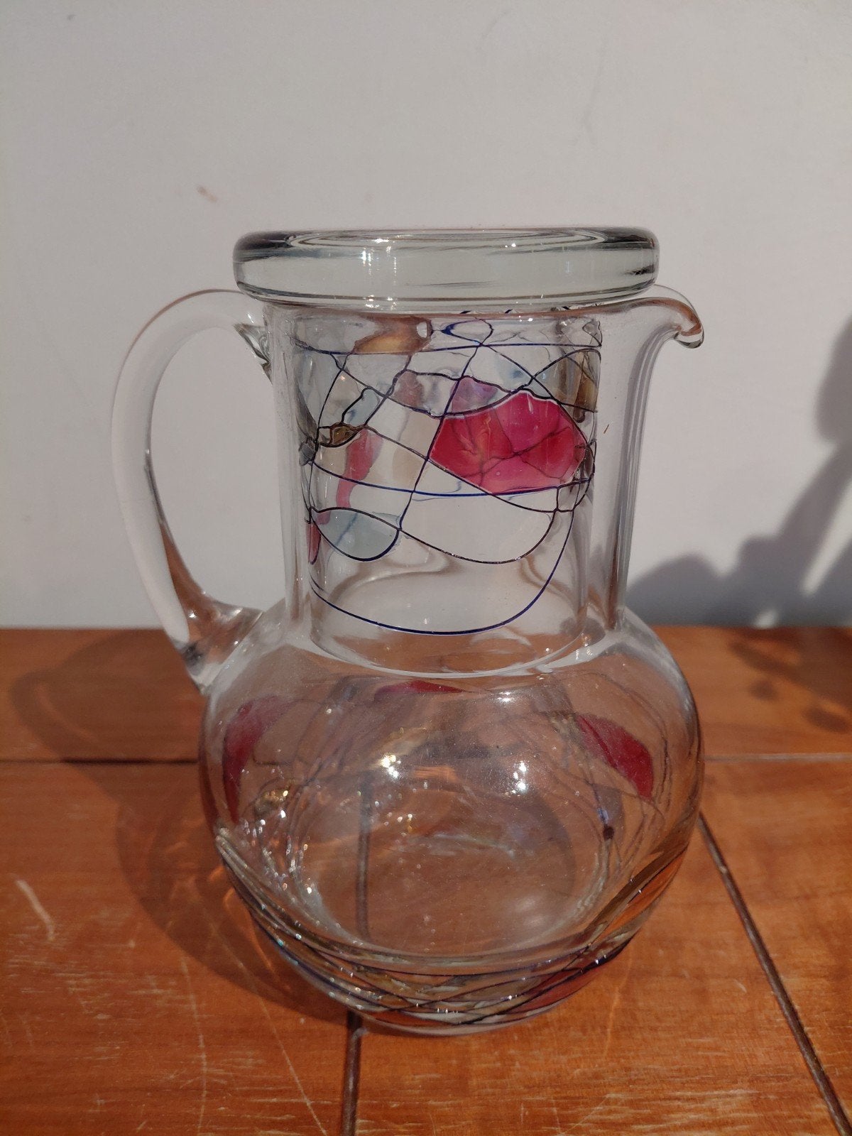 Glazen karaf met beker, handgeschilderd design, Ophalen