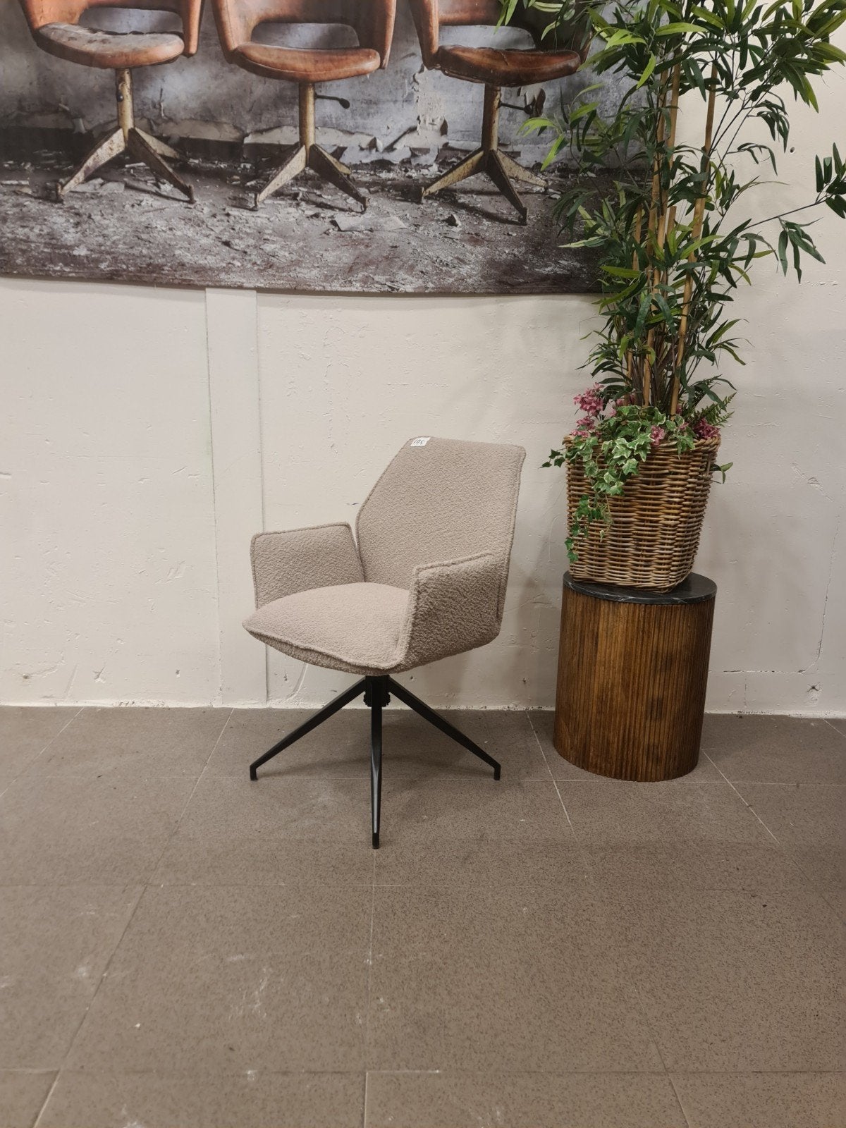 nieuwe eetkamerstoel grijs beige boucle teddystof €105p/st, Ophalen, Overige kleuren, ., Nieuw