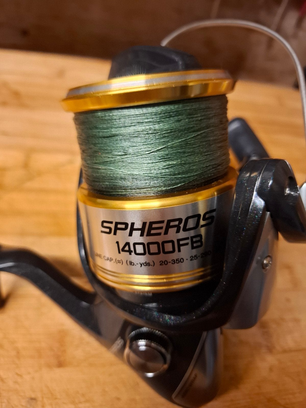 Shimano Spheros FB14000 - Wrakvis molen met gevlochten lijn, Ophalen, Zo goed als nieuw, Molen