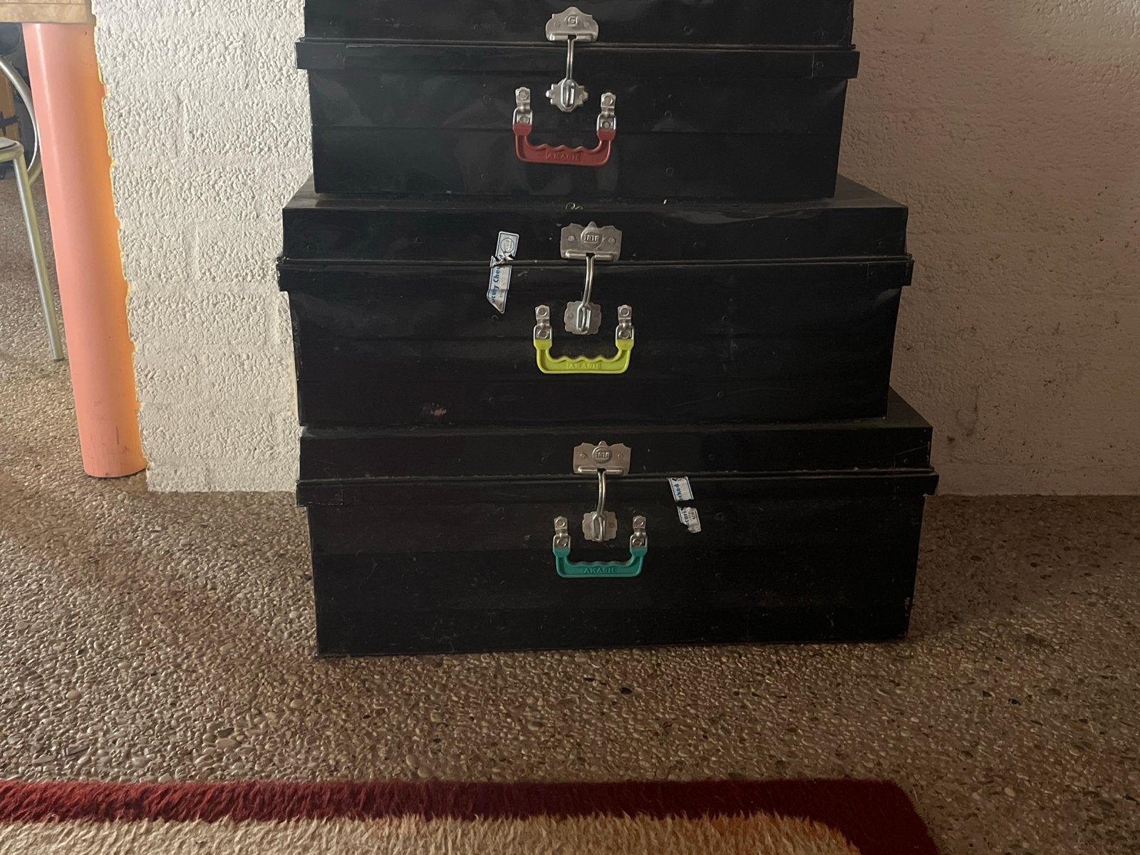 Set van 3 metalen opbergkisten - Zwart, Ophalen, 50 – 75, Gebruikt, 50 tot 100 cm