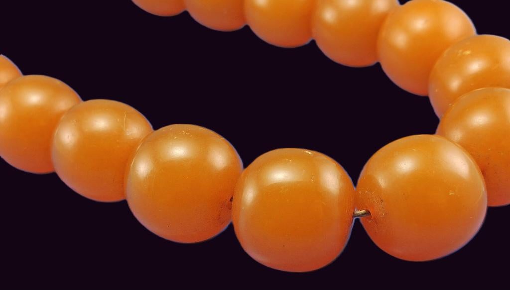 Barnsteen ketting vintage, "egg yolk" amber 120 grams, Ophalen of Verzenden, Overige materialen, Ketting, Met edelsteen