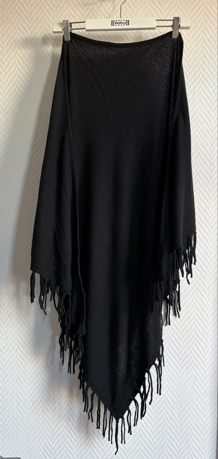 Zwarte Pashmina Sjaal met Franjes - Wol & Kasjmier, Verzenden, Nieuw, Maat 38/40 (M), Sjaal
