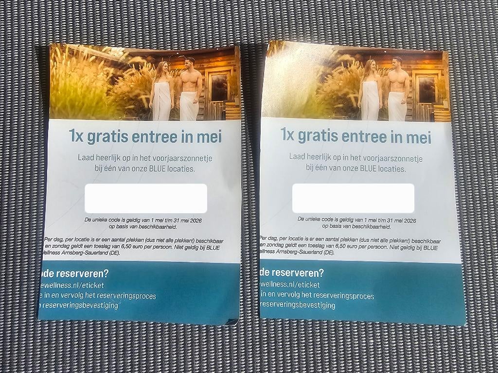 1x Blue Wellness Sauna Dagentree, Tickets en Kaartjes, Overige Tickets en Kaartjes, Twee personen