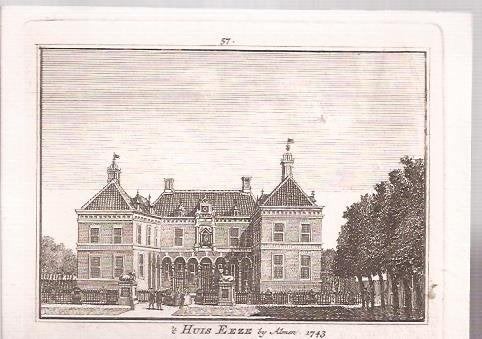 't HUIS EEZE by Almen. 1743   De Ehze, Architectuur, Ophalen of Verzenden, Gravure, 7 cm