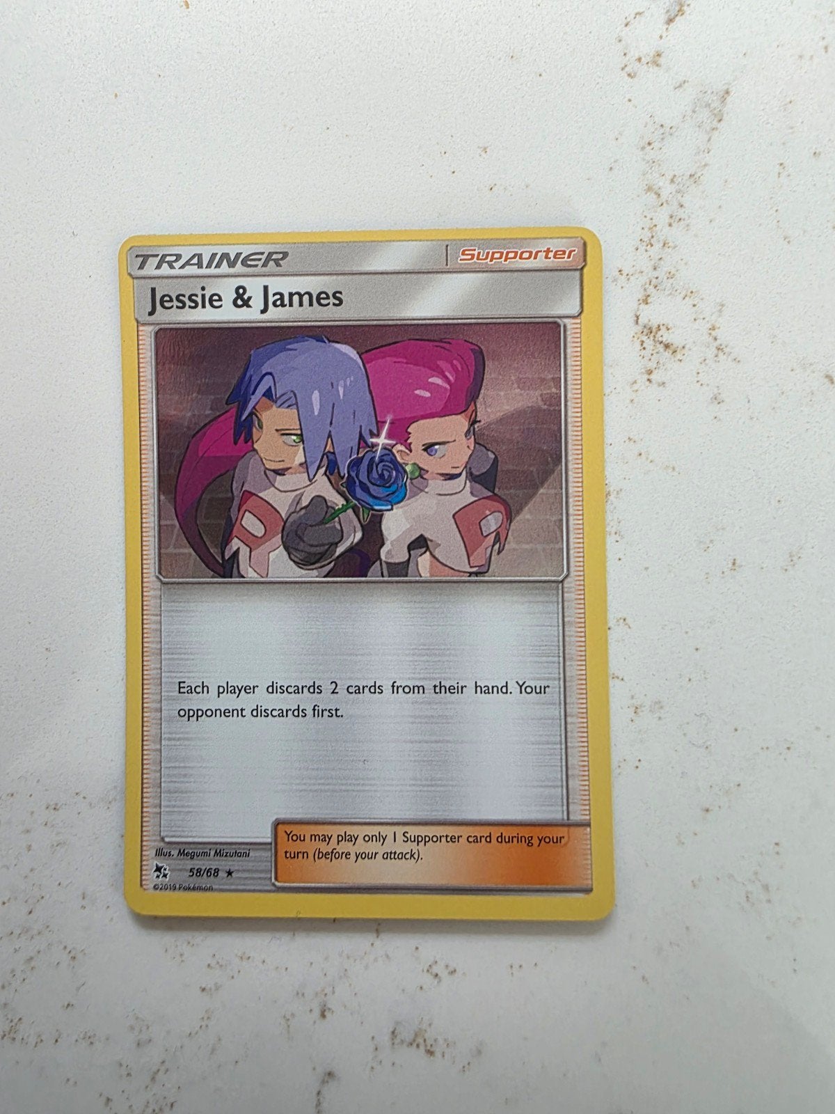Holo Pokémon Kaart: Jessie & James Trainer (58/68), Ophalen of Verzenden, Zo goed als nieuw, Losse kaart