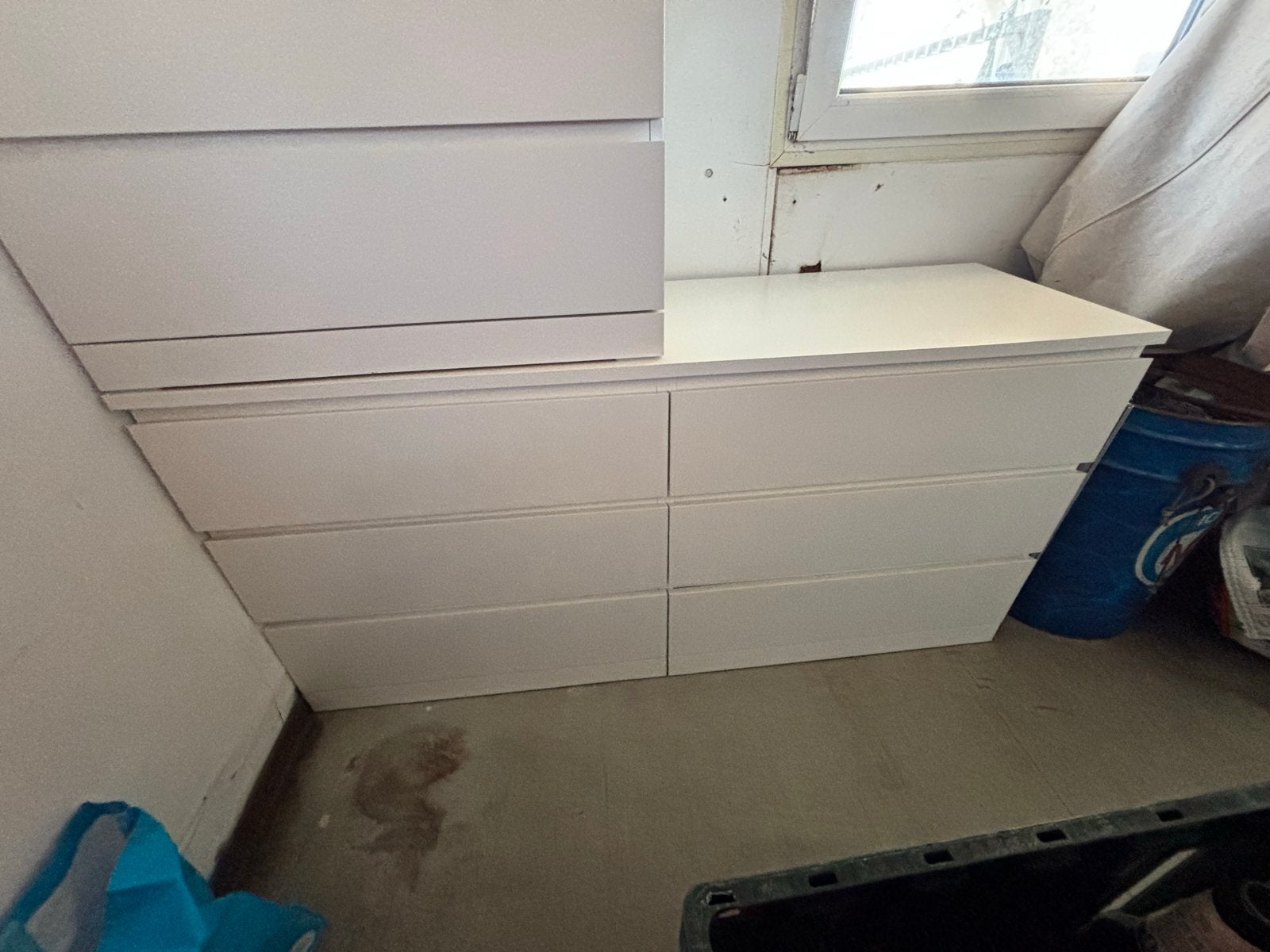 MALM ladekast wit, 6 lades, Ophalen, Gebruikt, 100 tot 150 cm, 5 laden of meer