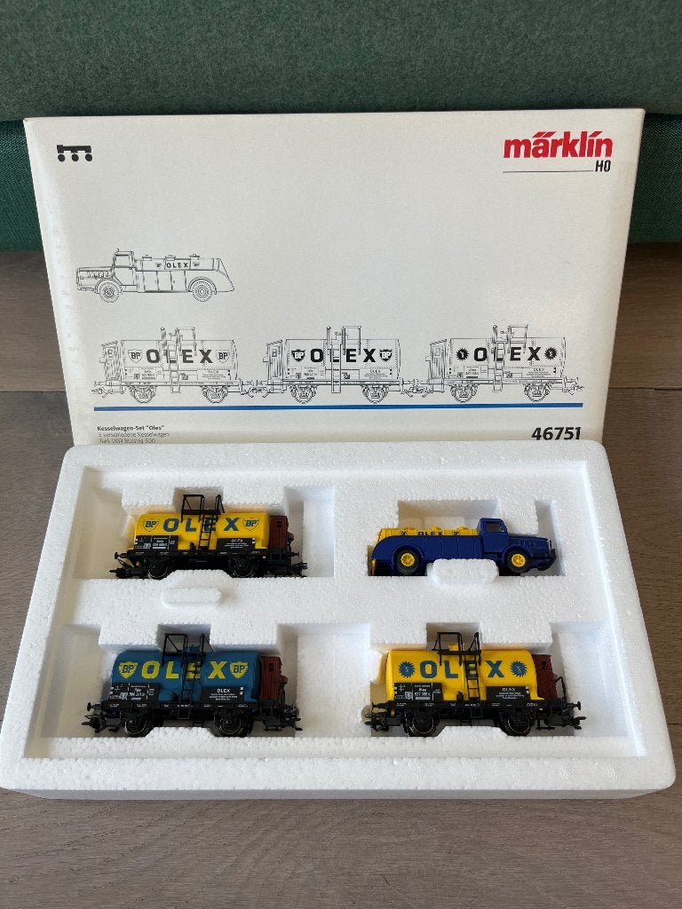Marklin ho 46751 set wagons ketelwagens Olex BP, Wisselstroom, Treinset, Verzenden, Nieuw