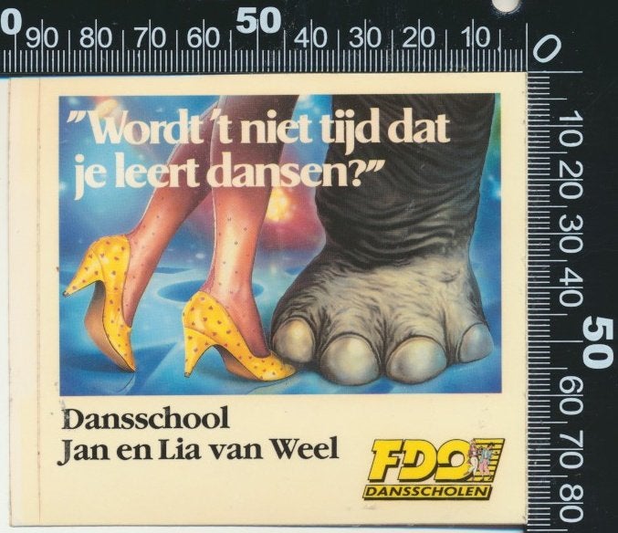 Sticker: Dansschool Jan en Lia van Weel, Verzamelen, Ophalen of Verzenden, Zo goed als nieuw, Bedrijf of Vereniging