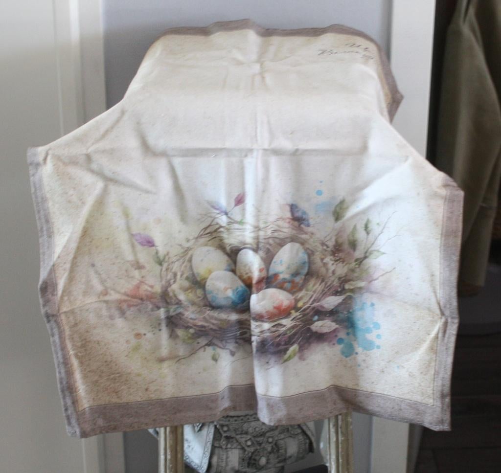 theedoek met eierenprint, Huis en Inrichting, Keuken | Textiel, Ophalen of Verzenden, Zo goed als nieuw, Theedoek of Handdoek