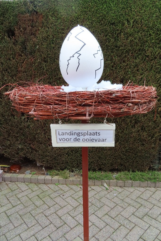 Geboorte aankondiging 3d ooievaar met ooievaars nest en ei, Ophalen, Nieuw, Geboortebord