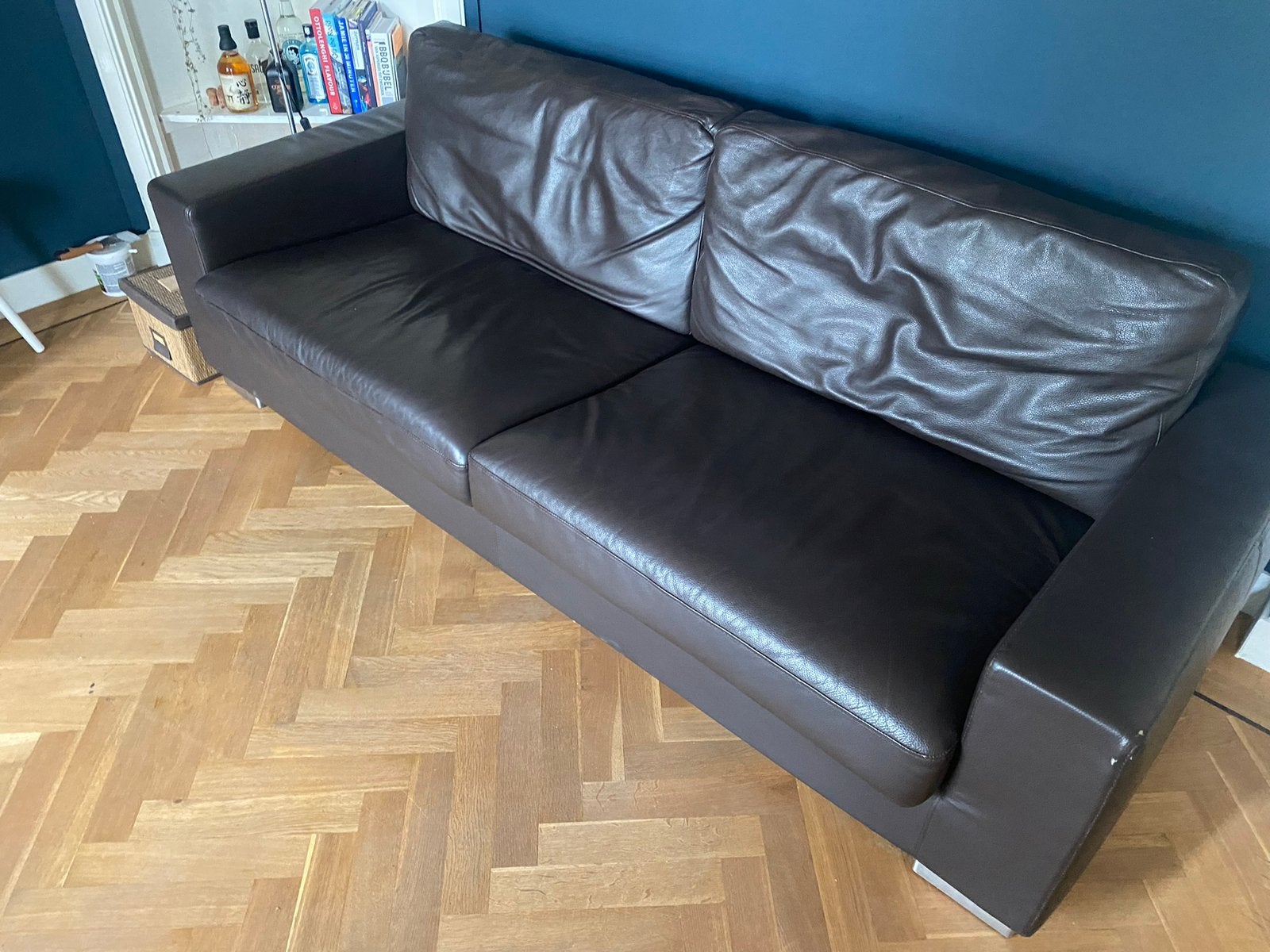 Leren bank nette staat, Ophalen, Driepersoons, Zo goed als nieuw, 200 tot 250 cm