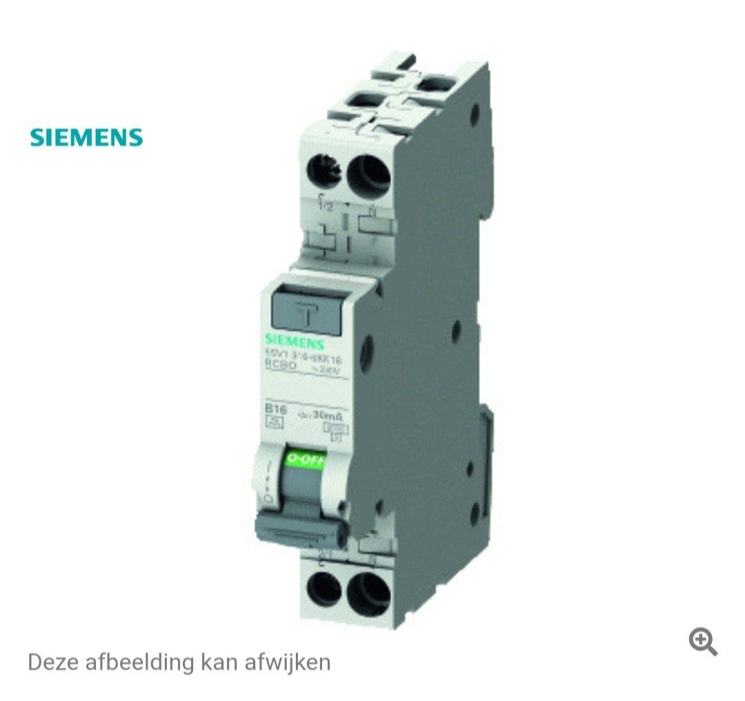 2 x Siemens aardlekautomaat, 1P+N, C16, 30mA, Doe-het-zelf en Verbouw, Ophalen of Verzenden, Nieuw, Aardlekautomaat